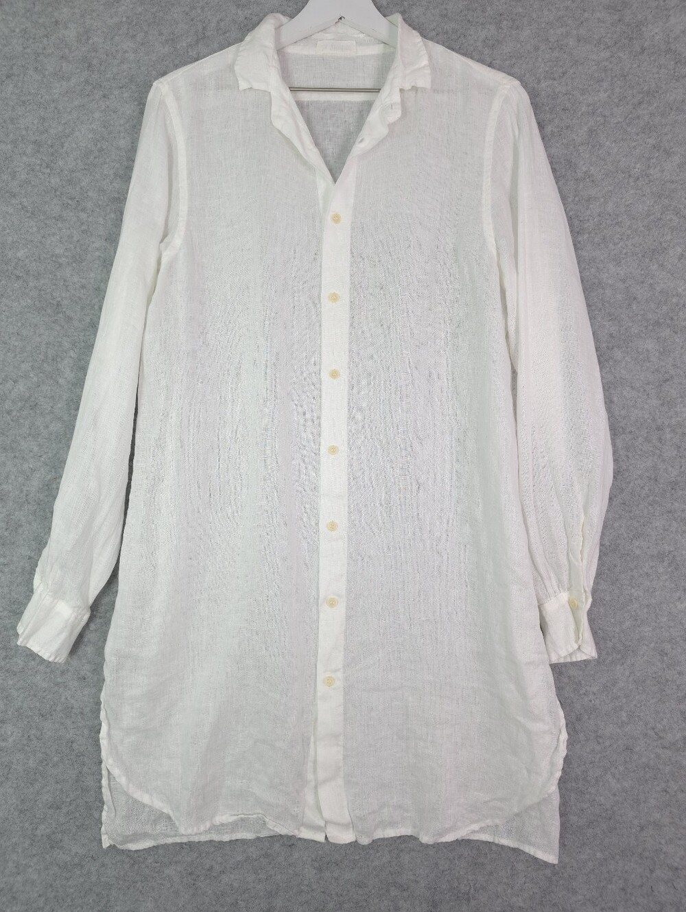 CP Shades Linen White Long-Sleeve Button-Up Tunic Shirt